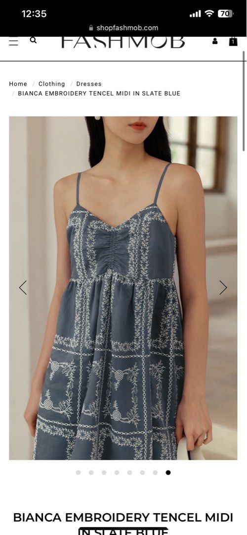 BIANCA EMBROIDERY TENCEL MIDI IN SLATE BLUE size S Fashmob (Category: Dresses) located in Singapore. Submitted by acandaestory (Listing ID 1349042517, Image 6). Description: Size s sold out on site and not on back order.