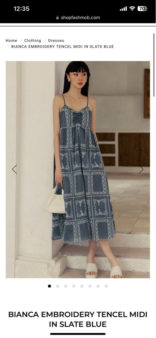 BIANCA EMBROIDERY TENCEL MIDI IN SLATE BLUE size S Fashmob (Category: Dresses) located in Singapore. Submitted by acandaestory (Listing ID 1349042517, Image 1). Description: Size s sold out on site and not on back order.