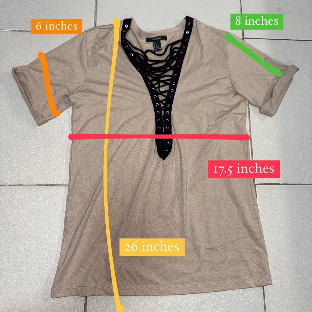 Forever 21 Oversize Tshirt Lace up MEDIUM- SEMI LARGE (Category: Others Tops) located in Manila. Submitted by eancc (Listing ID 1349111110, Image 2). Description: No damages, strings are intact, can fit medium to large frames ( US Small on tag but its oversized) RFS: Decluttering MOP: Gcash BDO BPI.