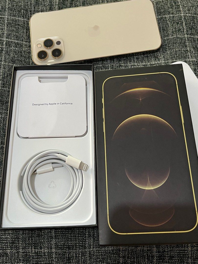 Unboxing Iphone 12 Pro Max Box Apple IPhone 12 Pro Max Gold 128 GB