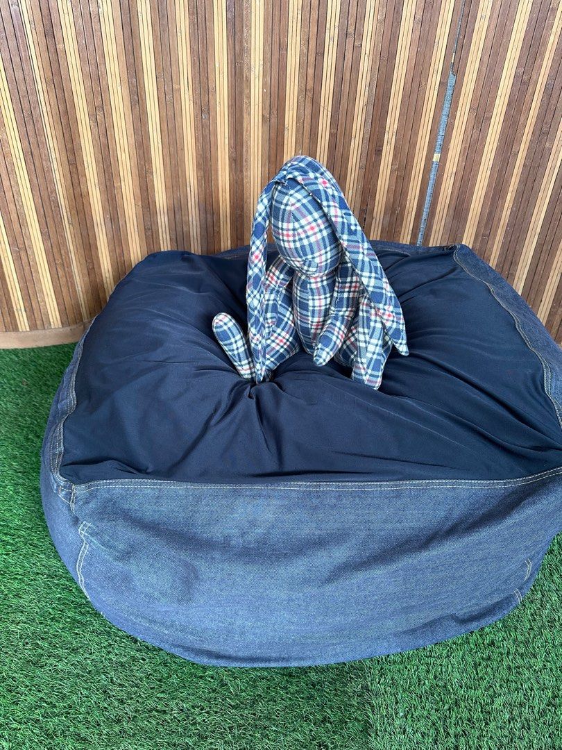 Muji Beads Sofa / extra Big Bean Bag (Category: Cushions & Throws) located in Manila. Submitted by konami_bjork (Listing ID 1349127413, Image 2). Description: Original Muji Beads Sofa With Denim Cover and Bead Sofa insert Loc. Cainta Rizal.