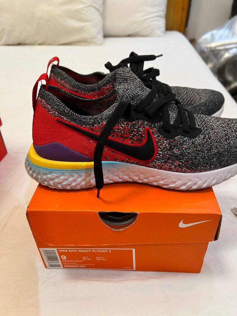 Nike Epic React Flyknit 2 (Category: Sneakers) located in Pasig City. Submitted by jassybeans (Listing ID 1349147725, Image 3). Description: Real. Barely worn. Only soles are dirty but the main shoe is 9/10 RFS: making more closet space. Shipping ℅ buyer.