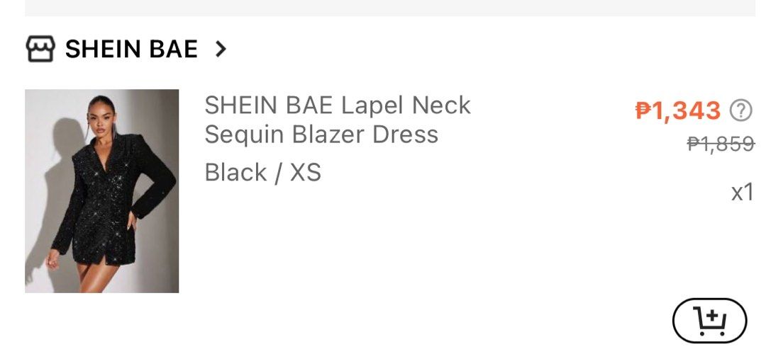 Sequin Blazer Dress SHEIN + Short (Category: Evening dresses & gowns) located in Imus. Submitted by raqylight (Listing ID 1349024245, Image 1). Description: Used Once Separate ko bnili ung blazer at short, pero sell ko na silang magkasama for only P1050 Loc Imus.