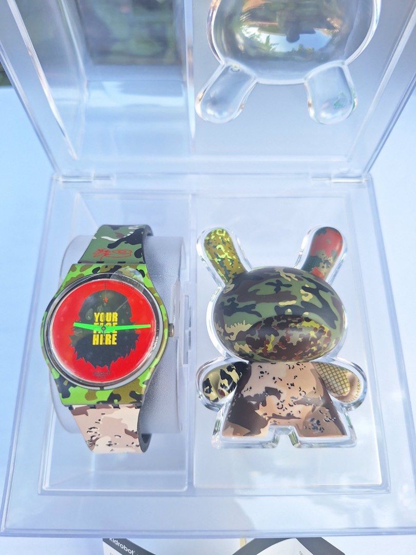 Swatch x Kidrobot Tic Boom (Category: Women's Watches) located in Makati City. Submitted by hellokittytreasure (Listing ID 1349180556, Image 2). Description: Priority ro buyer getting full set of swatch x kidrobot.