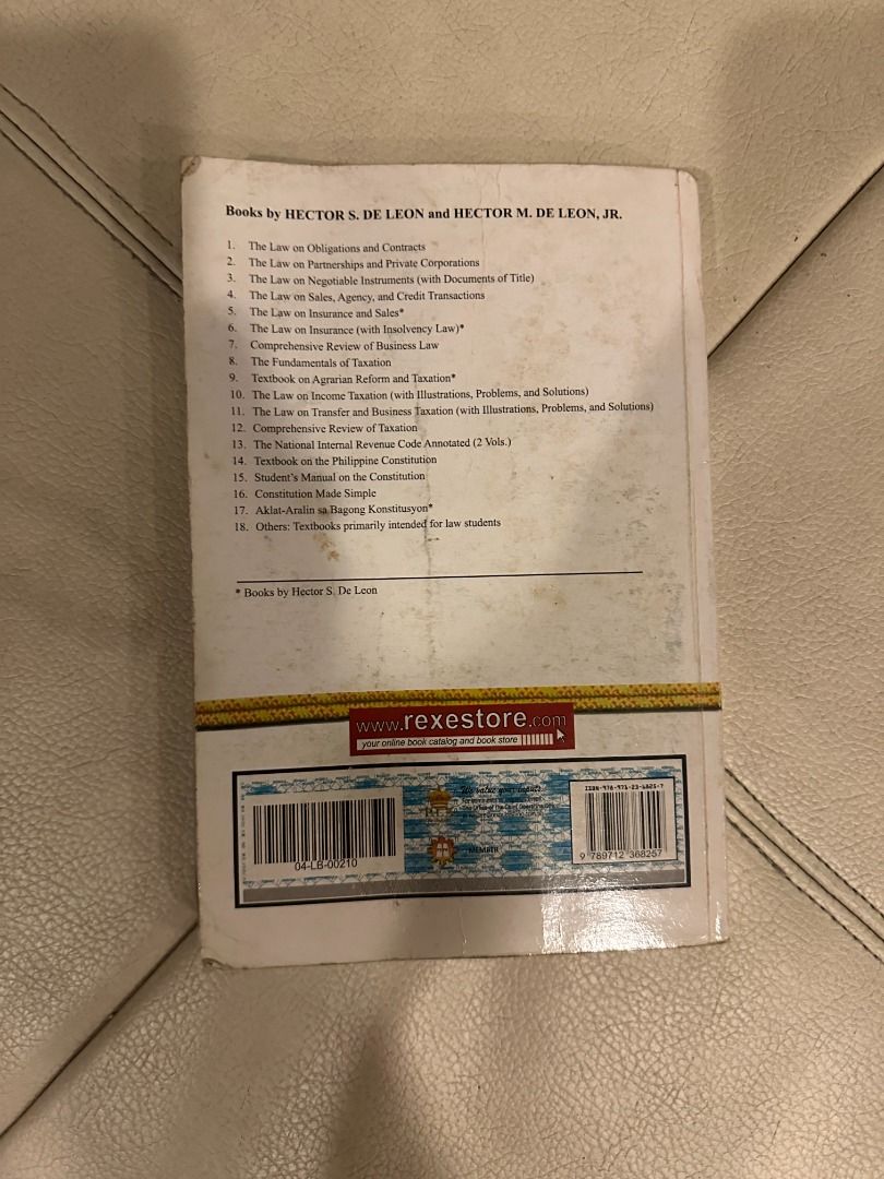 The Law on Obligations and Contracts (Category: Textbooks) located in Quezon City. Submitted by ukayokay_ph (Listing ID 1349026803, Image 2). Description: Used in one class, has pages falling but not torn out Price is negotiable especially if bought with other items.