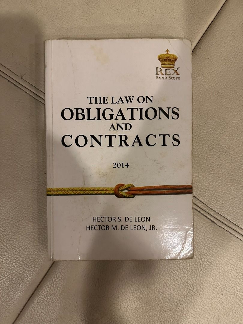 The Law on Obligations and Contracts (Category: Textbooks) located in Quezon City. Submitted by ukayokay_ph (Listing ID 1349026803, Image 1). Description: Used in one class, has pages falling but not torn out Price is negotiable especially if bought with other items.
