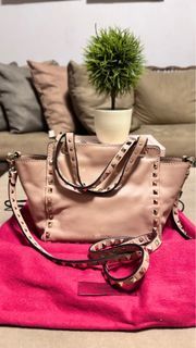 Valentino Leather Mini Rockstud Trapeze Tote