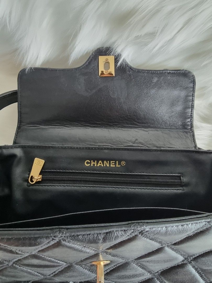 Chanel Lambskin Mini Square (vintage) (Category: Luxury Bags & Wallets) located in Manila. Submitted by facet.ornament (Listing ID 1349296900, Image 3). Description: Chanel vintage lambskin mini square flap shoulder / handbag Inside: Zipper Pocket x1Size(Inch)W 6.3 x H 5.5 x D 3.1 " Handle Drop: 6.7 "Size(cm)W 16.0 x H 14.0 x D 8.0 cm Handle Drop: 17.0 cm Color: Black Material: Lambskin leather Hardware: Gold Inclusions: Serial sticker / hologram