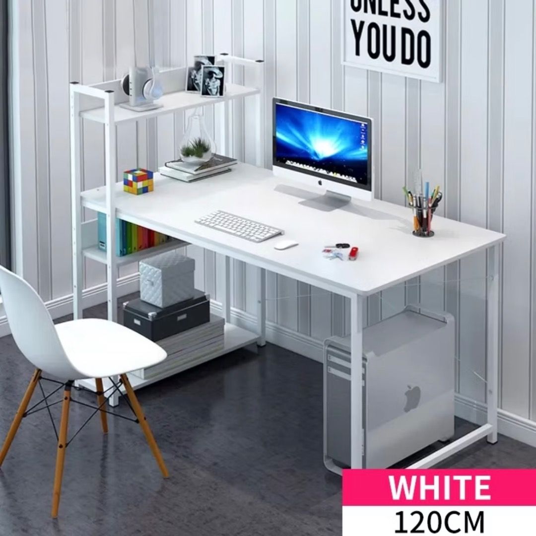 Computer Table With Side Shelf | Durable Metal Frame Study Table With ...
