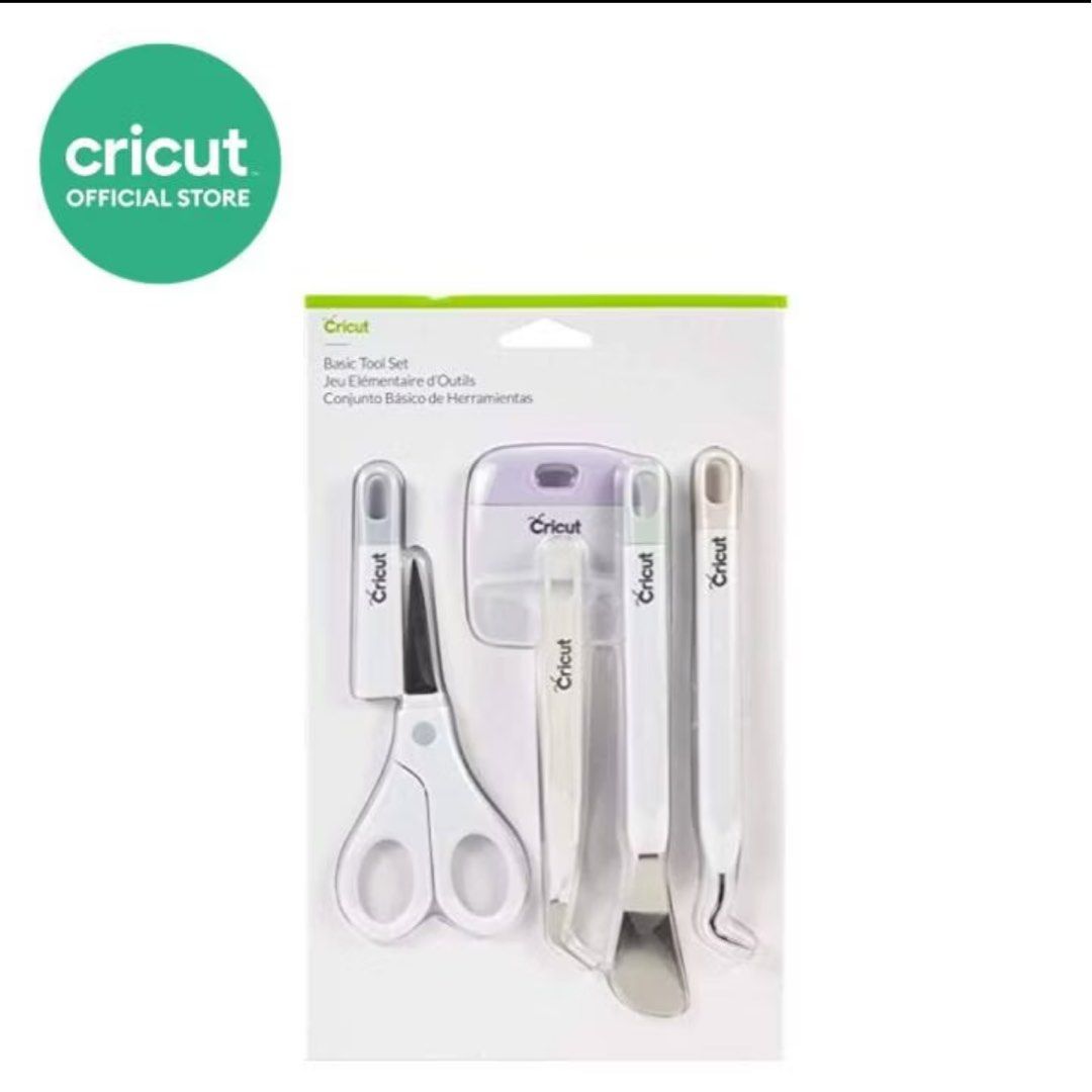 Cricut basic tools (Category: Craft Supplies & Tools) located in Singapore. Submitted by snapfast (Listing ID 1349296651, Image 1). Description: Craft in style with our Basic Tool Set in fresh, complementary hues. This 5-piece set gets you started with the basic tools you need for a Cricut crafting session. You’ll be equipped to precisely and expertly handle most DIY projects, from vinyl for decals to iron-on decor projects, to cardstock masterpi