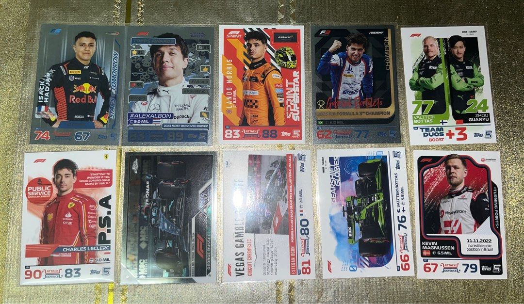F1 Card Pack (contains 12 cards) (Category: Raw Singles) located in Valenzuela. Submitted by raiden019 (Listing ID 1349349495, Image 1). Description: *Cards shown above are just examples of what you may get from one pack Topps Official F1 Cards All in very good condition - protected by hard sleeves Each pack contains 12 randomly chosen cards (you may request for UP TO TWO drivers of your choice only, subject to availability) Price per pack is 250