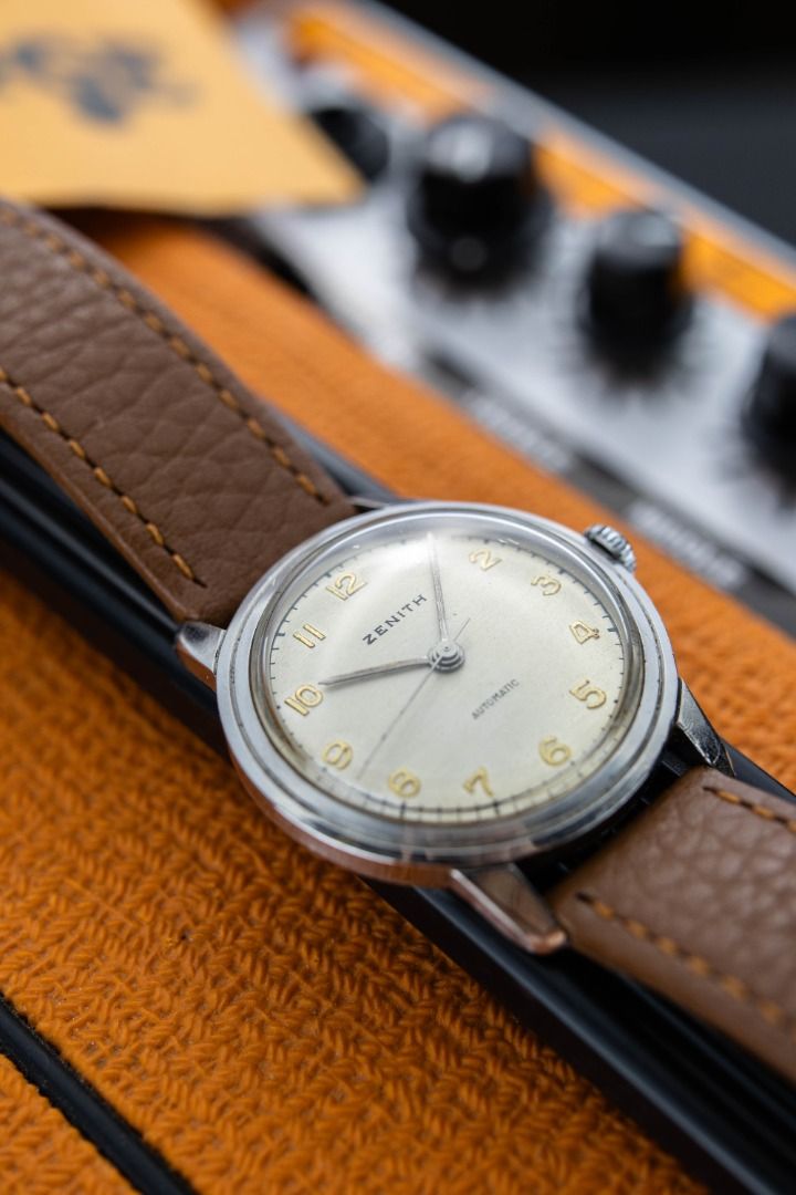Rare Zenith's First Automatic Watch (Category: Luxury Watches) located in Las Pinas. Submitted by collectiblewatchesmanila (Listing ID 1349348744, Image 3). Description: Used with care. Flaws, if any, are barely noticeable. * Automatic Movement * Model Type: Military * Case Diameter: 35mm * Crystal: Plexiglass * Year Model: 1950's * All Original Watch Head * With Aftermarket Leather Strap * In Good Working Condition * Newly Serviced.