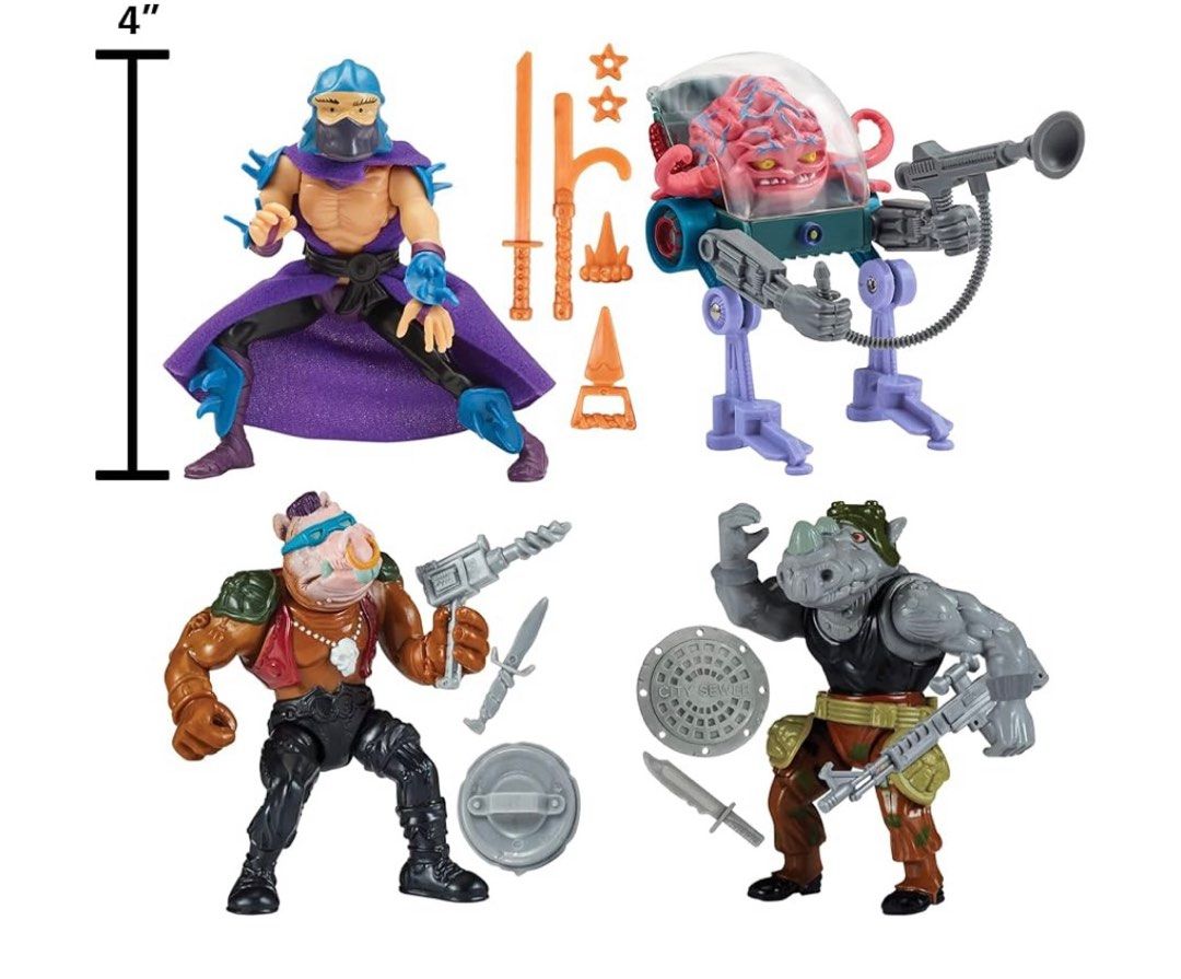 Teenage mutant ninja turtles TMNT classics 4-pack (Category: Figurines & Statues) located in San Fernando. Submitted by collecatoy (Listing ID 1341565755, Image 2). Description: Set of 4 Shredder Rocksteddy Bebop Krang .