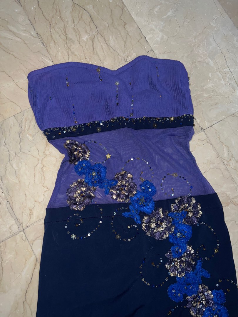 Off Shoulder Mesh Tube Top Purple Short Dress main image 1