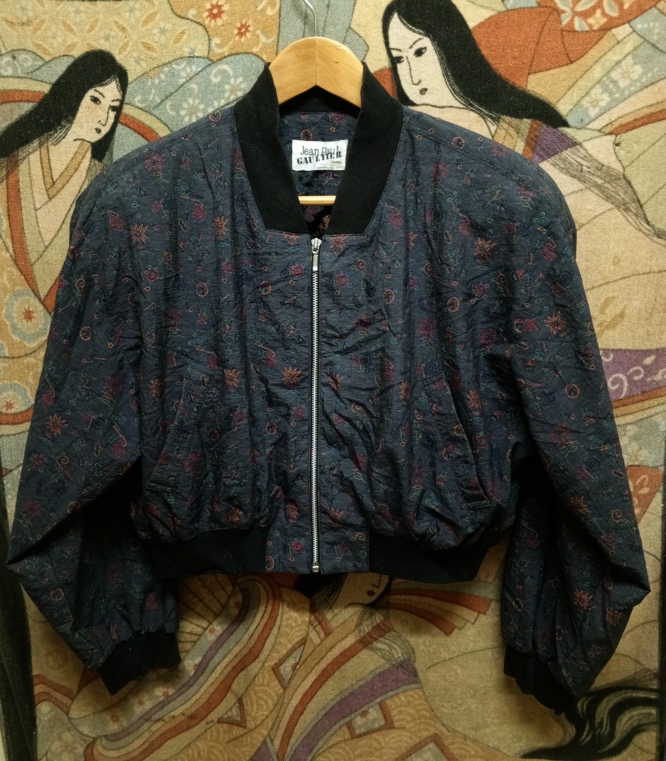 GAULTIER measuring tape print collab bomber jacket