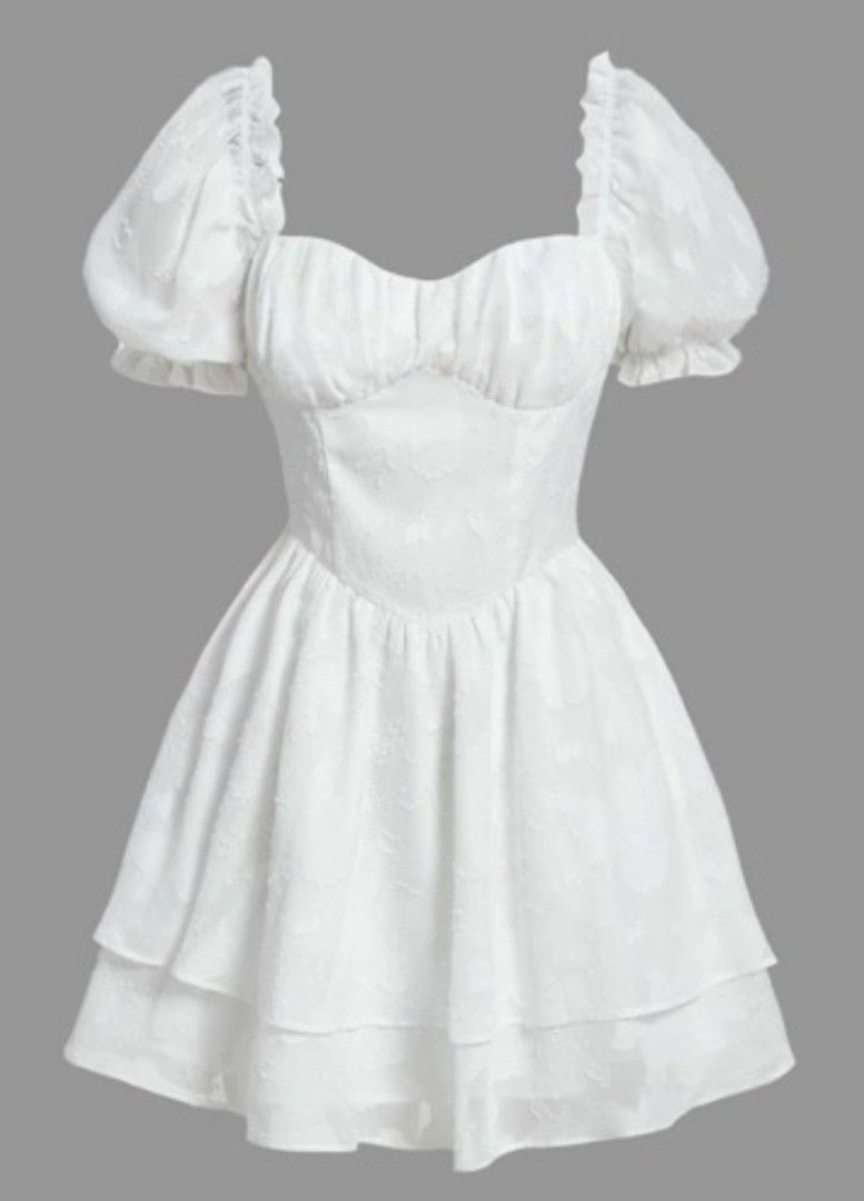 White Fairy puff dress (Category: Dresses) located in Quezon City. Submitted by arksrph (Listing ID 1349334623, Image 1). Description: Shein brand size: XS-S.