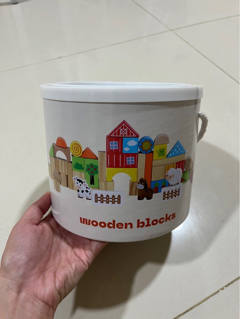 Wooden toy blocks (Category: Educational & Learning Toys) located in Taguig. Submitted by minimomlist (Listing ID 1349286259, Image 1). Description: Around 50pcs .