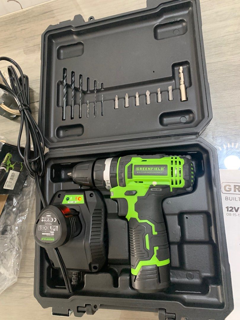 Cordless Power Drill Set 12V (Category: Construction Tools & Equipment) located in Caloocan City. Submitted by samuelde.guzman (Listing ID 1349396369, Image 1). Description: Rush Rush Sale! Cordless Power Drill Set 12V Greenfield Power Home Cordless Drill Complete set case and box(Handyman) Price: ₱2,600 Very slightly use. Interested. Pls. contact 09054208647 Note: See picture list details.