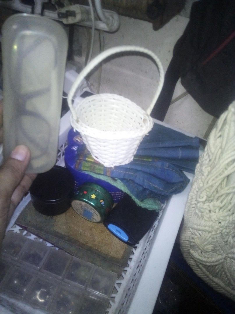 Mini Basket (Category: Storage Boxes & Baskets) located in Quezon City. Submitted by akosiluna44 (Listing ID 1349533650, Image 2). Description: mini Basket made of plastic and wood #minibasket #crafts #toybasket.