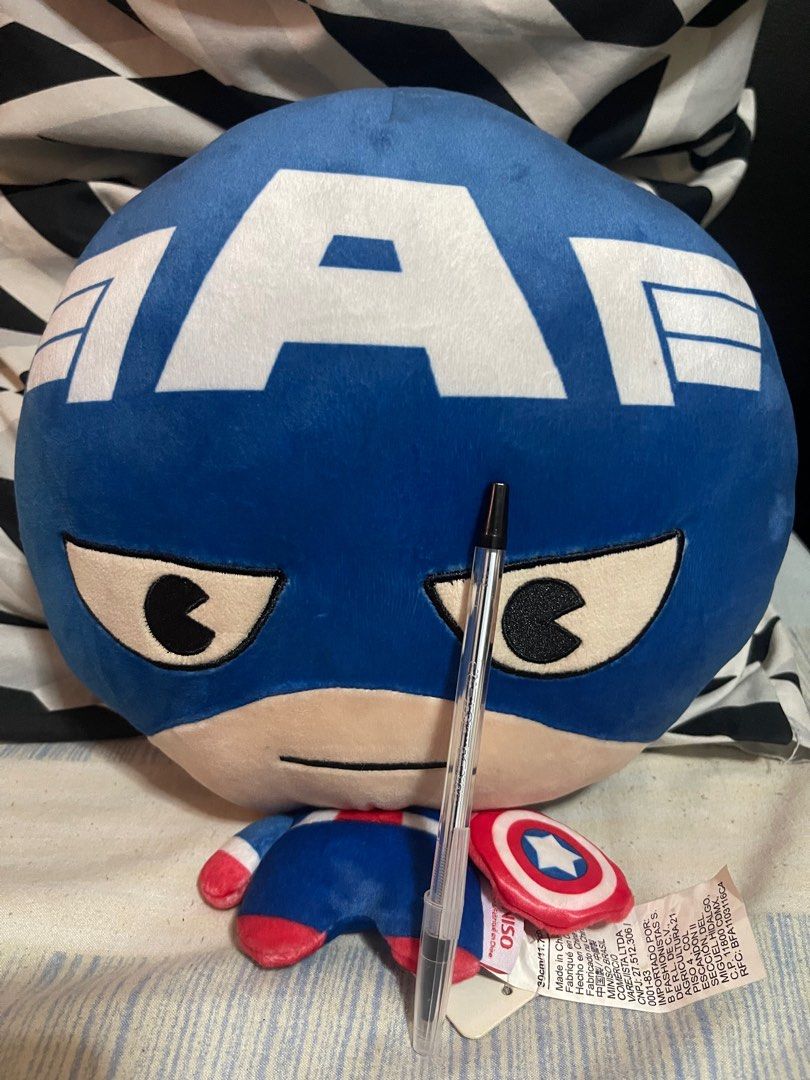 Miniso Marvel Captain America stuffed toy (Category: Plushies & Soft Toys) located in Manila. Submitted by radvelarde (Listing ID 1349455628, Image 2). Description: With tag.