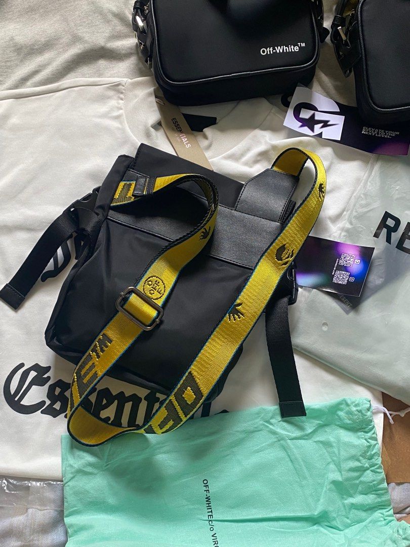 Off-White Nylon Bodybag (Category: Luxury Bags & Wallets) located in Manila. Submitted by godspeedmnl (Listing ID 1349377953, Image 2). Description: Off-White Nylon Bodybag 12,589PHP / Colorway: Black Yellow Package included: • Off-White Nylon Bodybag x 1 • Paper Bag • Free waterproof stickers! -These free waterproof stickers can be used on phones, laptops, and other devices. • GodspeedMnl logo sticker. - • SAME DAY DELIVERY thru Lalamove and Gra