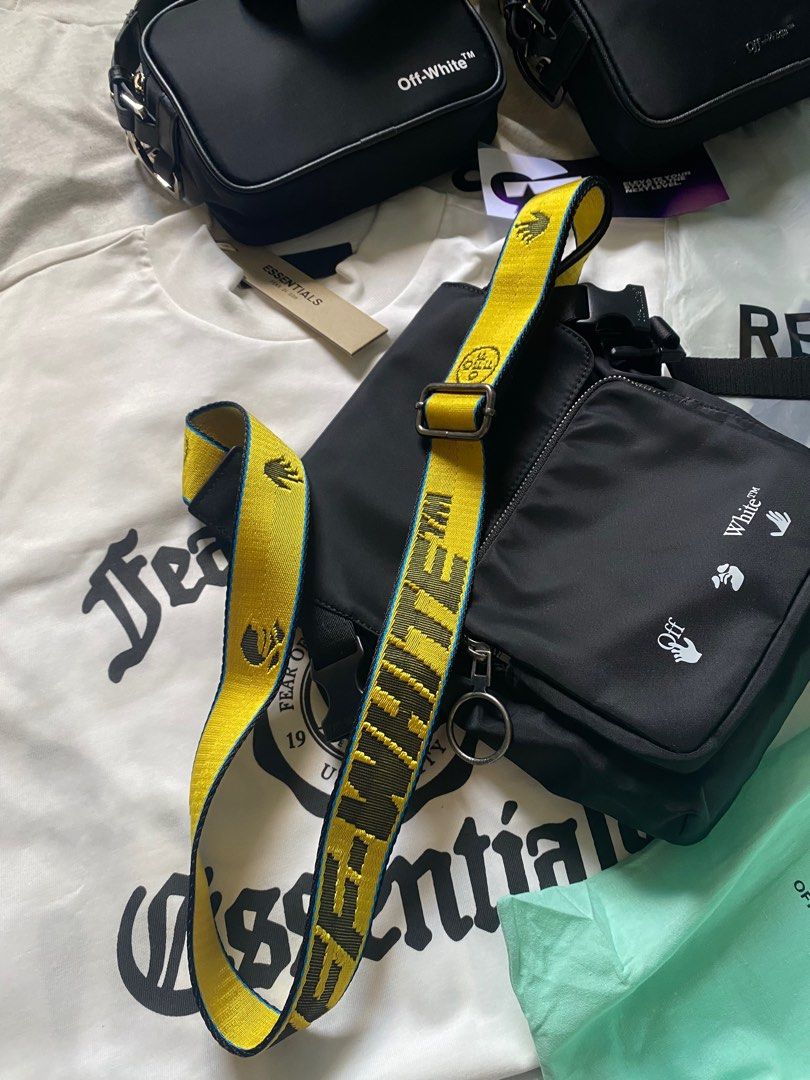 Off-White Nylon Bodybag (Category: Luxury Bags & Wallets) located in Manila. Submitted by godspeedmnl (Listing ID 1349377953, Image 3). Description: Off-White Nylon Bodybag 12,589PHP / Colorway: Black Yellow Package included: • Off-White Nylon Bodybag x 1 • Paper Bag • Free waterproof stickers! -These free waterproof stickers can be used on phones, laptops, and other devices. • GodspeedMnl logo sticker. - • SAME DAY DELIVERY thru Lalamove and Gra