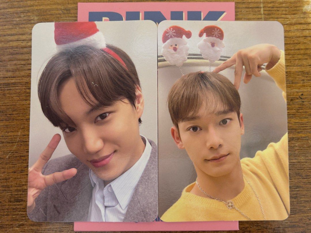 PINK Christmas PC - from EXO (PHOTOCARD) (Category: K-Wave Merchandise) located in Catarman. Submitted by datbiggirl (Listing ID 1349447727, Image 3). Description: ‼️UNSEALED‼️ ₱100.00/pack ₱450.00 take all. 🏷️ photocard exo kai chen kyungsoo d.o xiumin minseok sehun jongdae jongin pink christmas random pack 2022 pc kwangya .