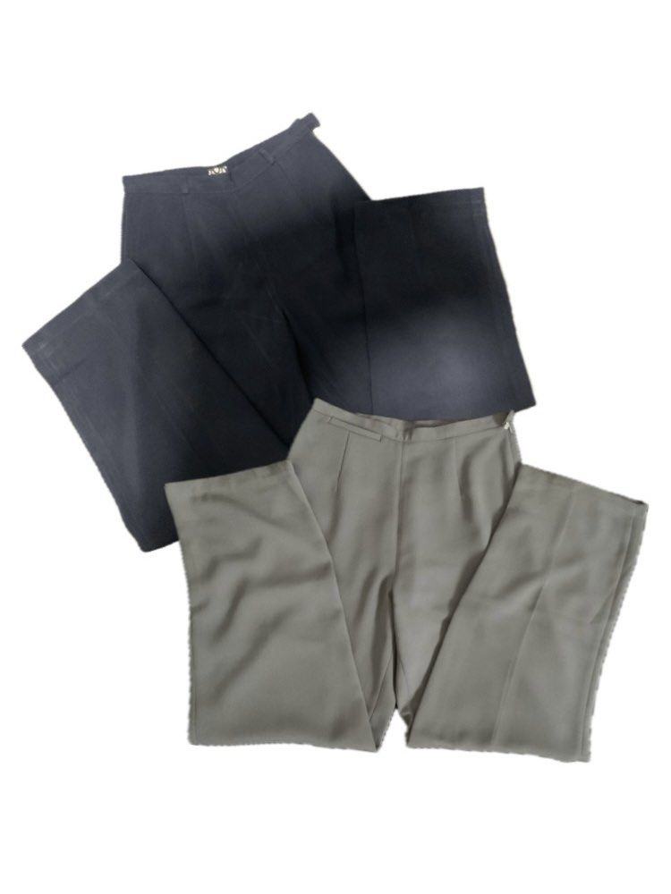 pleated pants (Category: Other Bottoms) located in Singapore. Submitted by hedgehoggers (Listing ID 1349545310, Image 1). Description: navy blue: $10 light grey: $6 buy BOTH for $14 - fits XS-S, both have belt loop - note that light grey has a couple of defects :( only buy if u don’t mind - measurements are the same.