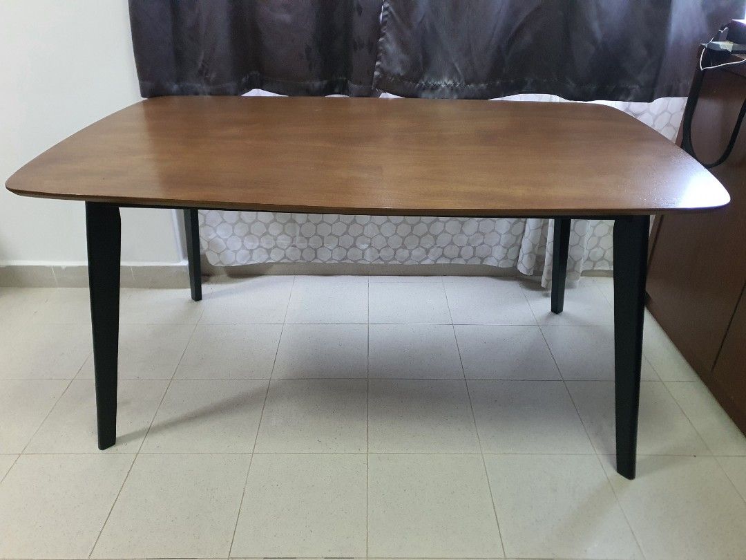 Table (Category: Tables & Sets) located in Singapore. Submitted by markvolkner (Listing ID 1349374405, Image 3). Description: Dining table for sale but used as home office table only. -Solid wood table not chipped -Doesn't include chairs -Dimension 150cm x 90cm x 75cm (fully assembled) - Dimension 150cm x 90cm x 8.5cm(legs dismantle) -Reason for selling, relocation. -Self pick up.