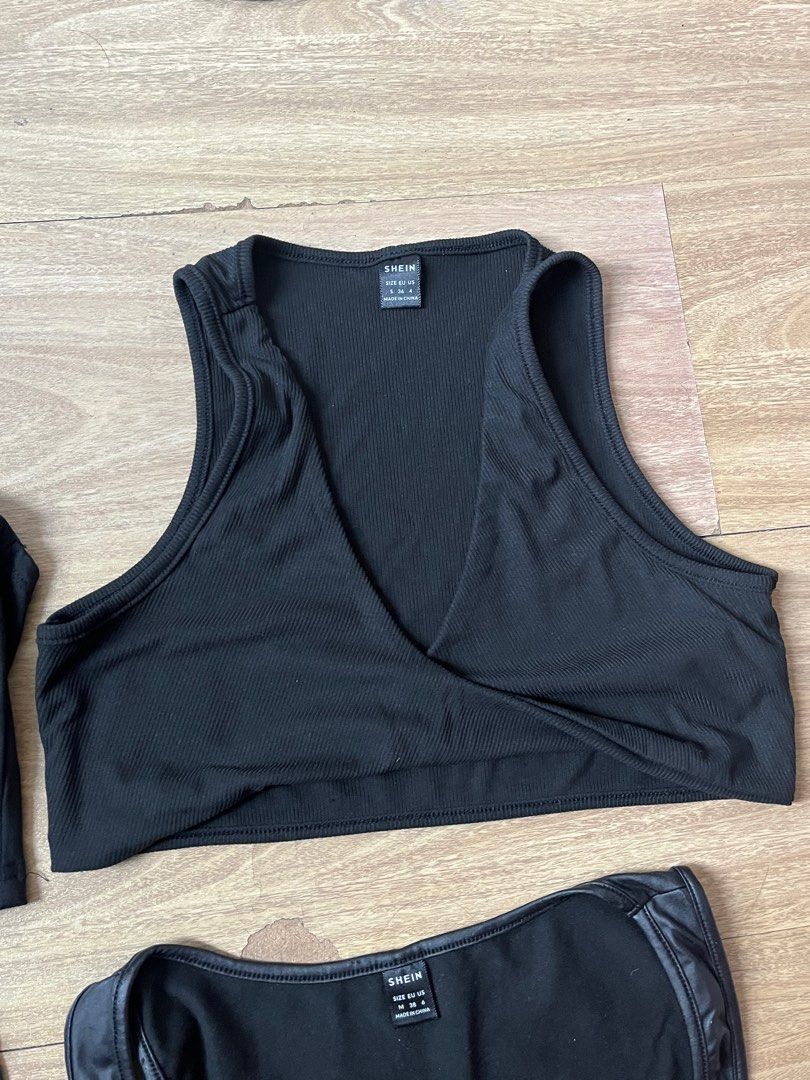 4 Sexy Black Tops Backless, Leather, Cropped (Category: Sleeveless) located in Pasig City. Submitted by declutterwithh (Listing ID 1349620081, Image 3). Description: RFS: Decluttering Get 4 for only 500! Used only 1-3x each Halter, Cropped, Backless, Leather Top Fits S-M.