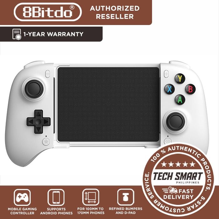 8Bitdo Ultimate Mobile Gaming Controller for Android devices, Bluetooth Mobile Game Controller with Hall Effect Joysticks and Hall Triggers (Category: Controllers) located in Las Pinas. Submitted by techsmartph (Listing ID 1349622715, Image 2). Description: * Compatible with Android devices and fits mobile devices ranging from 100mm to 170mm in length. * Hall Effect Joysticks and Triggers * Refined bumpers and D-pad. Light and tactile. * 2 Pro ba