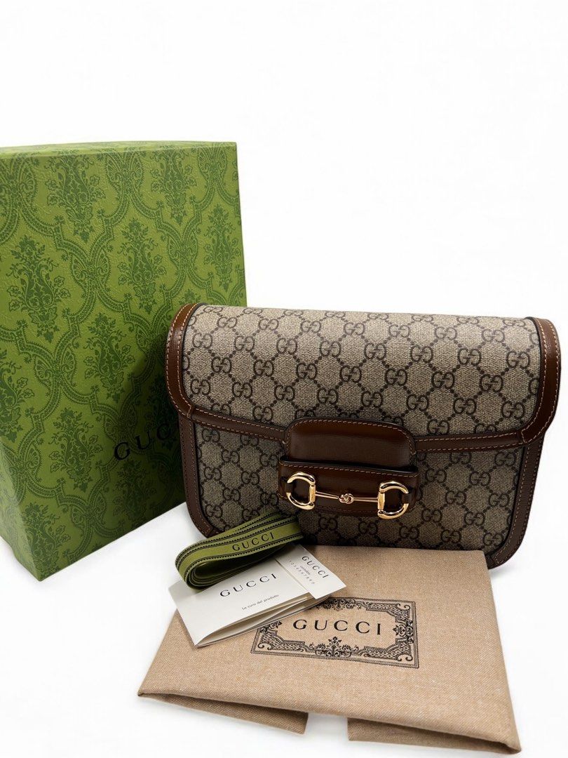 ⚜️Gucci Horsebit 1955 bag (Category: Luxury Bags & Wallets) located in Makati City. Submitted by 90sangel (Listing ID 1349573351, Image 3). Description: •Item: Gucci Horsebit 1955 bag, an iconic gucci bag from Cruise 2020 🖤⚜️ •Size: 7" x 10" Depth 4.5" Min. length shoulder strap 65cm-25.5" Max. length shoulder strap 74cm-29" •Condition: Gently Used, Good as New! *Includes original box, paperbag, and cards. *GG Supreme monogram canvas, complement
