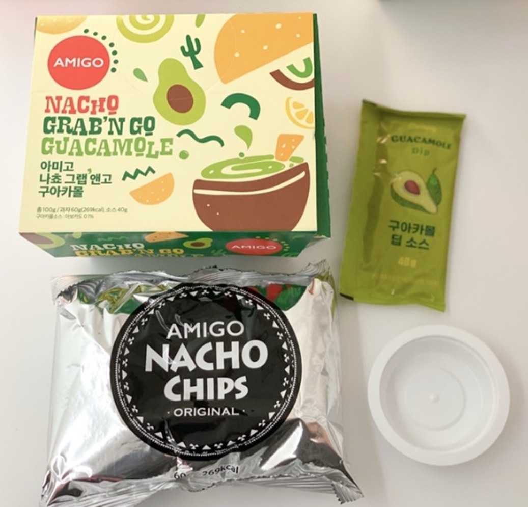 Held 全新 最後 2盒 韓國製造 BBD 2025年4月7日 Amigo 辣味粟米片連牛油果沾醬 100g Nacho Grab'n Go ...