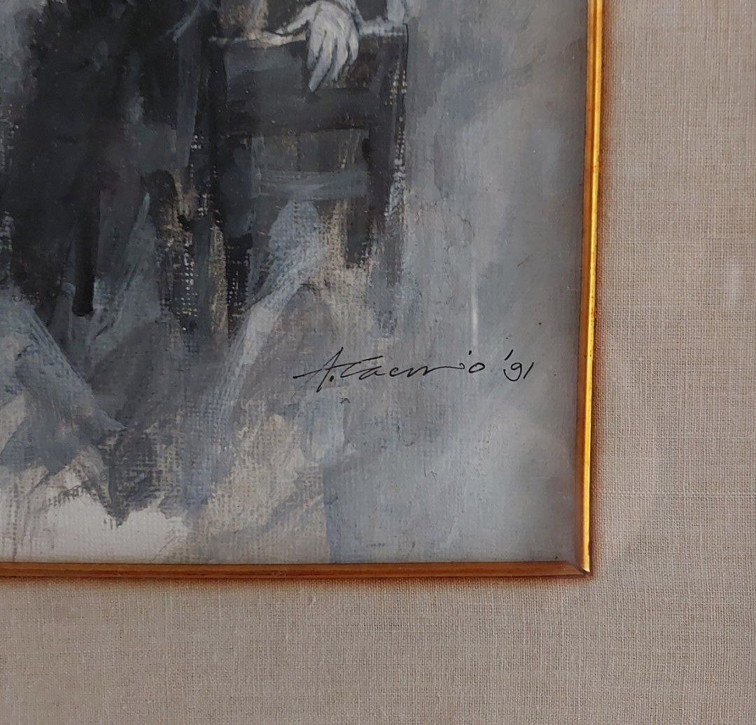 Angel Cacnio Painting (Category: Art & Prints) located in Paranaque City. Submitted by preloved.reloved.ph (Listing ID 1349554172, Image 3). Description: Angel Cacnio Painting Price: 50,000php + delivery fee Oil on Paper Signed and dated '91 11x6in No COA. With certificate from Leon Gallery. Needs to be reframed. MOP: GCash (preferred), Bank transfer/deposit (BDO/Metrobank) For delivery (Grab/Lalamove/JRS) or Pickup (scheduled; Taguig/Paranaque) 