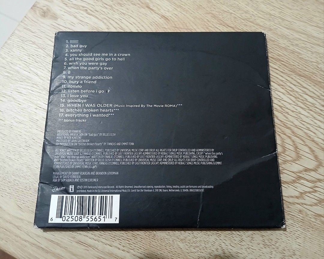 billie eilish - when we all fall asleep, where do we go? CD (Category: CDs & DVDs) located in Makati City. Submitted by itsluisyall (Listing ID 1349647406, Image 2). Description: it was brand new but came with a damage case but the overall condition of the CD is very good plus to near mint.