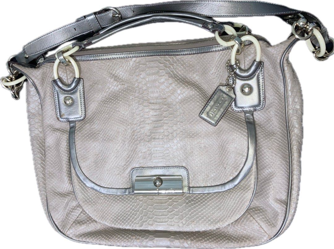 Coach Kristin Python (Embossed) Leather in Cream Grey | Shoulder / Crossbody Bag (Category: Luxury Bags & Wallets) located in Los Banos. Submitted by thevintagecoffer (Listing ID 1349631079, Image 1). Description: .
