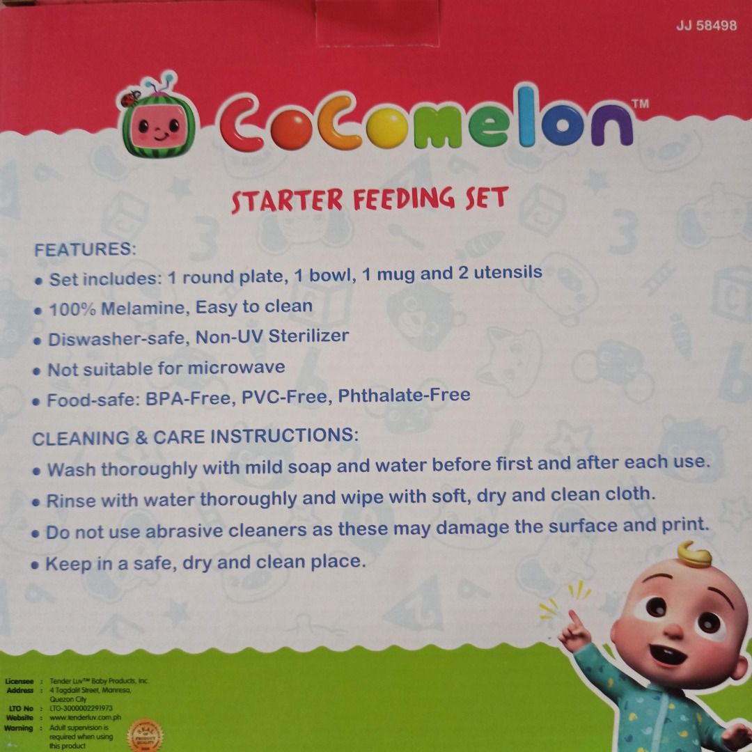 Cocomelon Starter Feeding Set (Category: Breastfeeding & Bottle Feeding) located in Caloocan City. Submitted by caramelann14 (Listing ID 1349601906, Image 2). Description: buyer to shoulder shipping fee.
