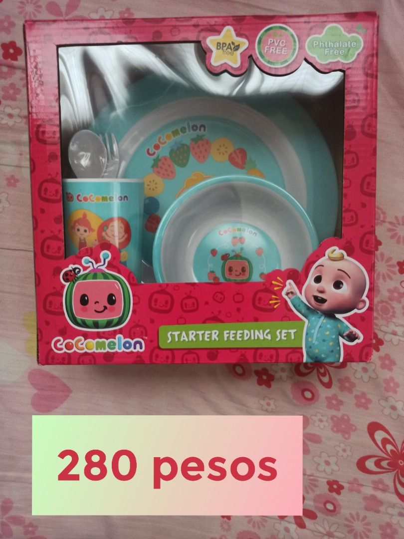 Cocomelon Starter Feeding Set (Category: Breastfeeding & Bottle Feeding) located in Caloocan City. Submitted by caramelann14 (Listing ID 1349601906, Image 1). Description: buyer to shoulder shipping fee.