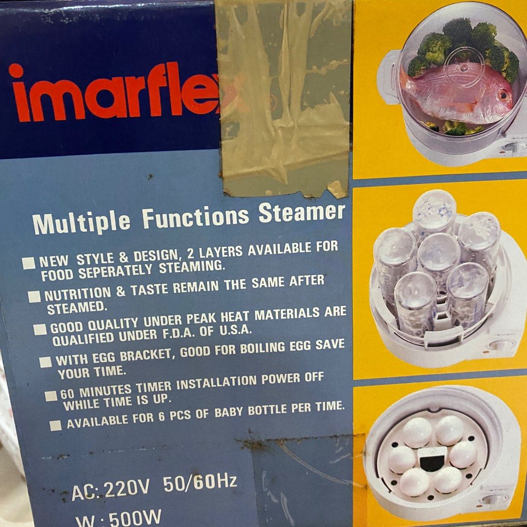 Imarflex Multiple Purpose steamer (Category: Cookers) located in Manila. Submitted by brandeditems4less (Listing ID 1349680461, Image 2). Description: Brand new 2 layers With egg bracket 500w.