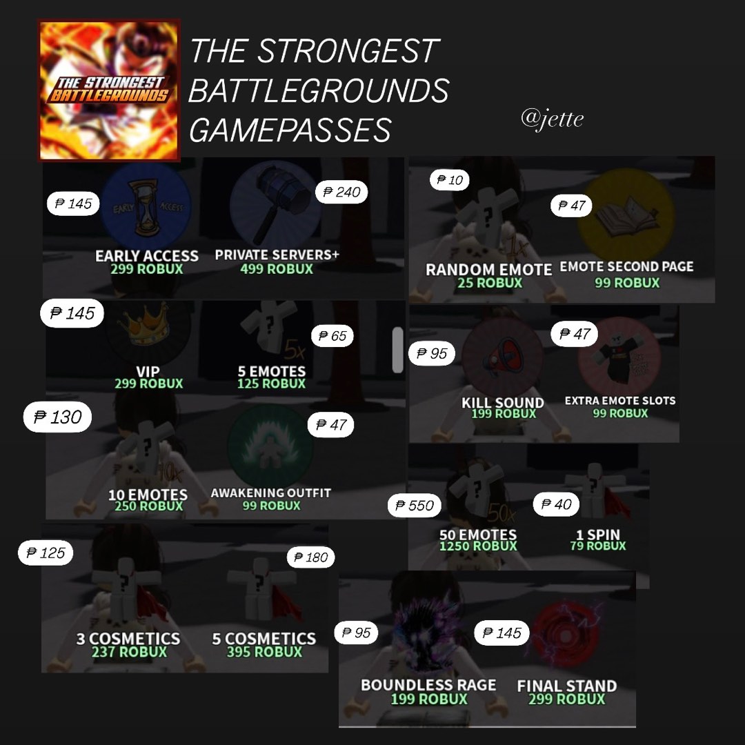 THE STRONGEST BATTLEGROUNDS TSB ROBLOX GAMEPASSES GAME PASS GAMEPASS ...