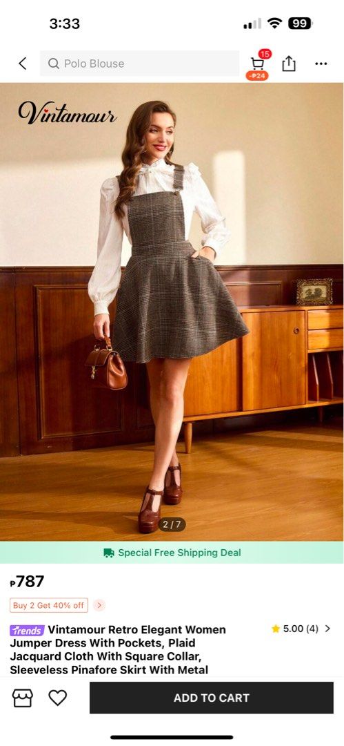 Vintage jumper dress (Category: Dresses) located in Taguig. Submitted by Whopper (Listing ID 1349605382, Image 1). Description: No inner included.
