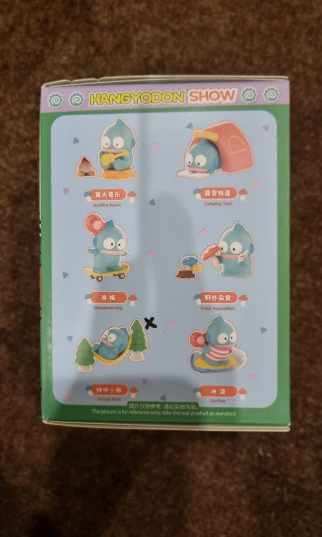 Assorted blind boxes (Category: Designer & Blind Box Toys) located in Singapore. Submitted by bobyalaca (Listing ID 1349892299, Image 2). Description: Hangyudon package: $30 (as a set and inc mailing) - camping fig $15 - winking carrying octopus $10 - small hangyudon figs $10 - eating potato chips and carrying octopus Shin chan blind box ( unopened) $5 Pokemon Eeveelutions Chinese Figurine - Eevee $10.