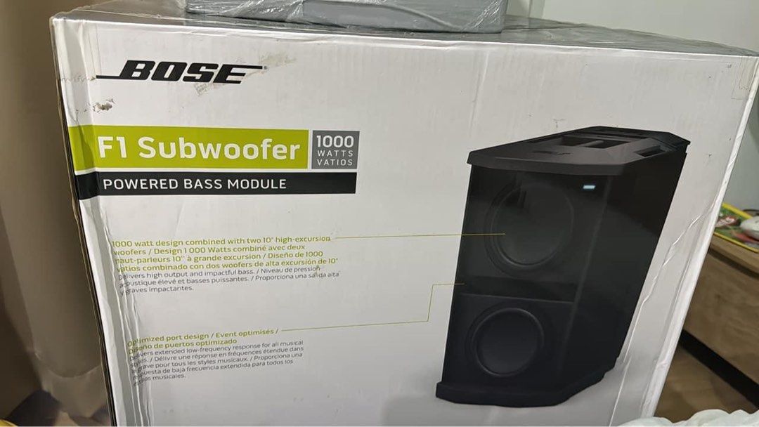 BOSE F1 Subwoofer (Category: Soundbars, Speakers & Amplifiers) located in Manila. Submitted by mylittlecornershop (Listing ID 1349899847, Image 1). Description: BRAND NEW in box Bose F1 Subwoofer i also have Bose s1 Pro brand new as well i bought 2 s1. but one unit is more than enough for my space. lalamove/lbc j&t shipping is okay to be paid by buyer.
