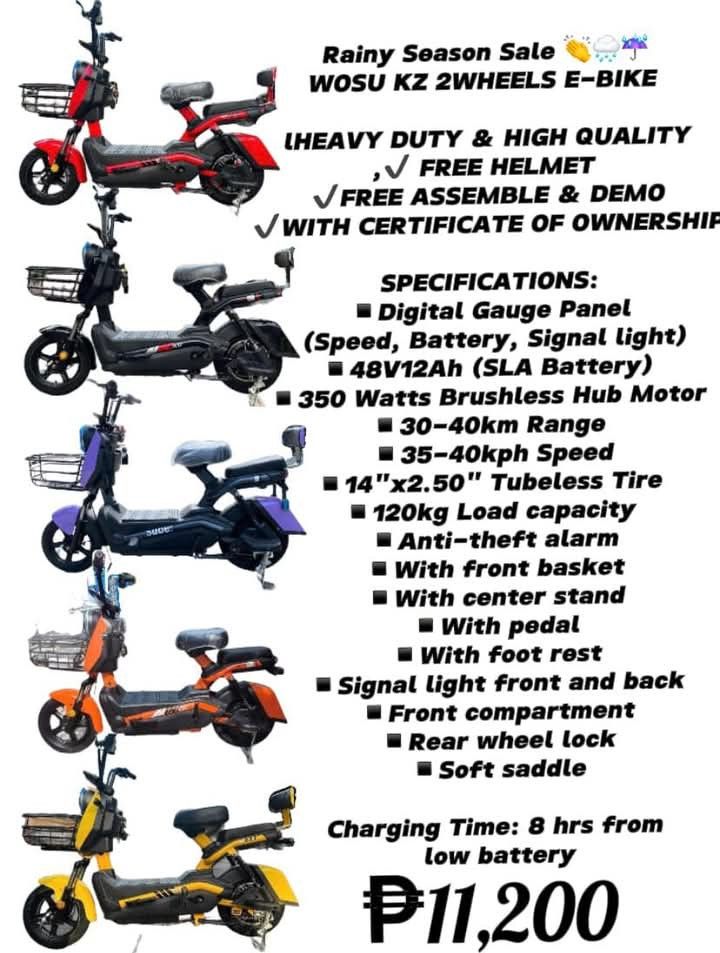 ELECTRIC EBIKES (Category: Bicycles) located in Manila. Submitted by saguittarian06 (Listing ID 1349898436, Image 2). Description: ELECTRIC BIKES/ELECTRIC TRIKES FOR SALE‼️ ATV AND UTV FOR KIDS AND ADULTS FOR SALE‼️ WE ACCEPT : CASH ON DELIVERY 🚚 GCASH💸 BANK TRANSFER💳 NO INSTALLMENT CASH BASIS ONLY‼️ 09674865453.