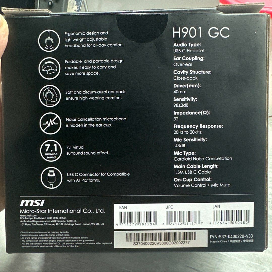 Headset (Category: Headphones & Headsets) located in Singapore. Submitted by chipopopo (Listing ID 1349797846, Image 3). Description: New, never used before. Box has some stains from cleaning sprays, headset inside seems to be in mint condition. Type C cable.