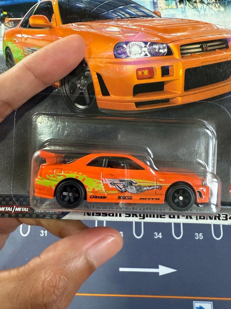 Hotwheels CC Fast Furious Nissan Skyline GT-R R34 Orange, Hobbies ...