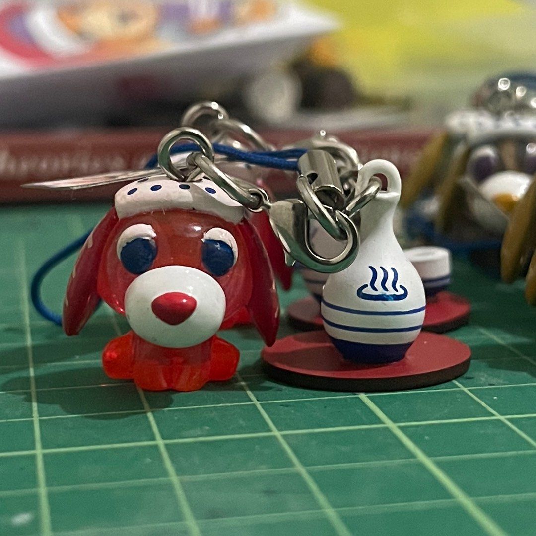 [Japan] Ocha-ken / Tea Dog (with charm) (Category: Character Goods) located in Pasig City. Submitted by rayaur (Listing ID 1349908882, Image 2). Description: Japan anik-anik Ocha-ken / Tea Dog Red - 2 translucent Brown - 4 translucent Green - 1 translucent Buy 1 for 60 Buy 3 for 160 take all for 370.