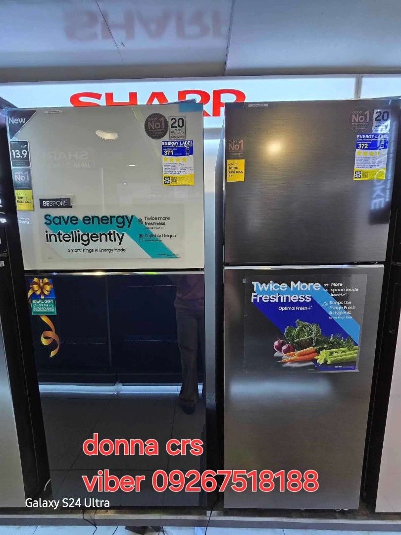 Samsung two door ref (Category: Refrigerators and Freezers) located in Quezon City. Submitted by daligcon19 (Listing ID 1349781467, Image 2). Description: ❄️ COMPLETE LIST OF SAMSUNG TWO DOOR INVERTER REFRIGERATOR NO FROST ❄️ RT20FARVDSA 7.4- 16,900 RT22M4033UT 8.4 - 19,600 RT25FARBDUT 9.1 - 20,000 RT31CG5424S9 10.8 - 20,900 INOX RT31CB564422 10.8 - 29,500 Bespoke Smarthing Clean Black RT31CB56448C 10.8 - 28,000 Bespoke White Pink RT35CG5444S9 12