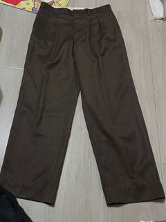 日本咖啡色人字紋寬松直筒羊毛西褲vintage Japan brown loose straight wool trousers64188258447361110
