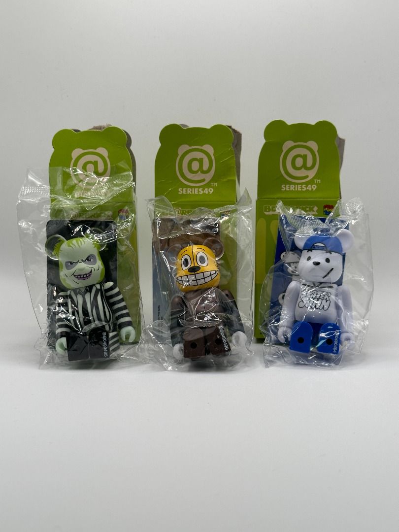Bearbrick Series 49 (Category: Designer & Blind Box Toys) located in Manila. Submitted by jeromeabra (Listing ID 1349969610, Image 2). Description: Bearbrick Series 49 Blind Boxes (Opened) Jellybean (1 pc available) - 400 Pattern (Black Gold) (3 pcs available) - 400 Beetlejuice (2 pcs available) - 450 The Electric State - 400 Skater John (1 pc available) - 400 Felyne Monster Hunter (1 pc available) - 450 BraveBangBravern (2 pcs available) -450 Ba